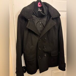 DKNY Double-Breasted Black Peacoat